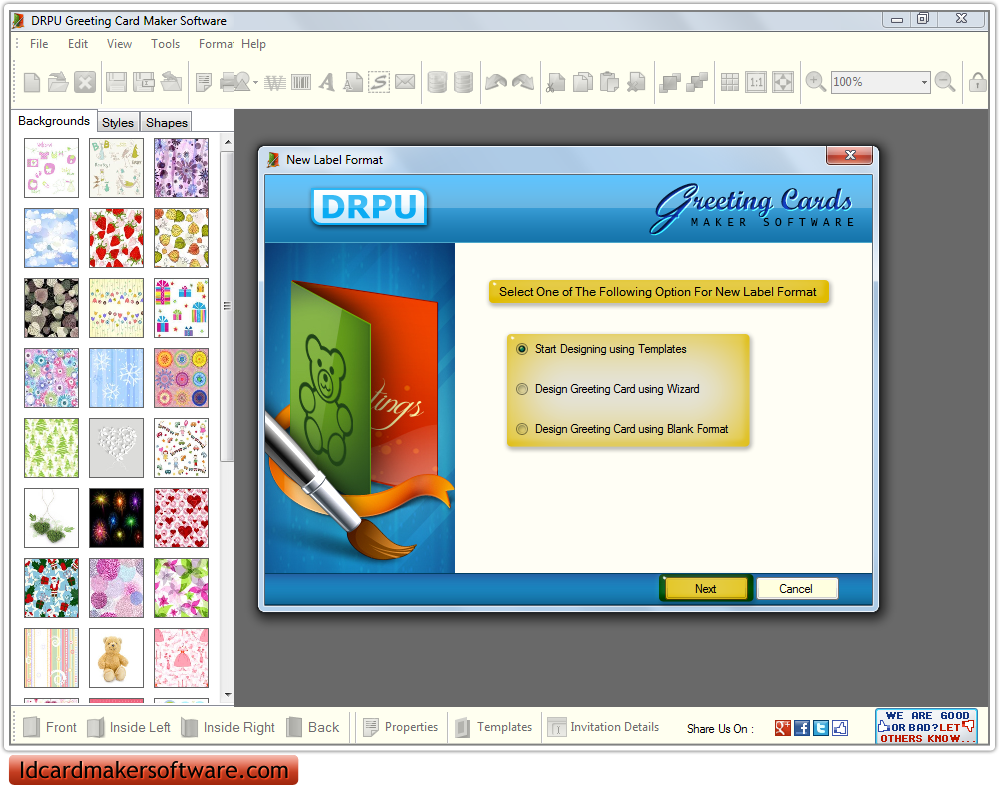 screenshots of greeting card maker software to create christmas