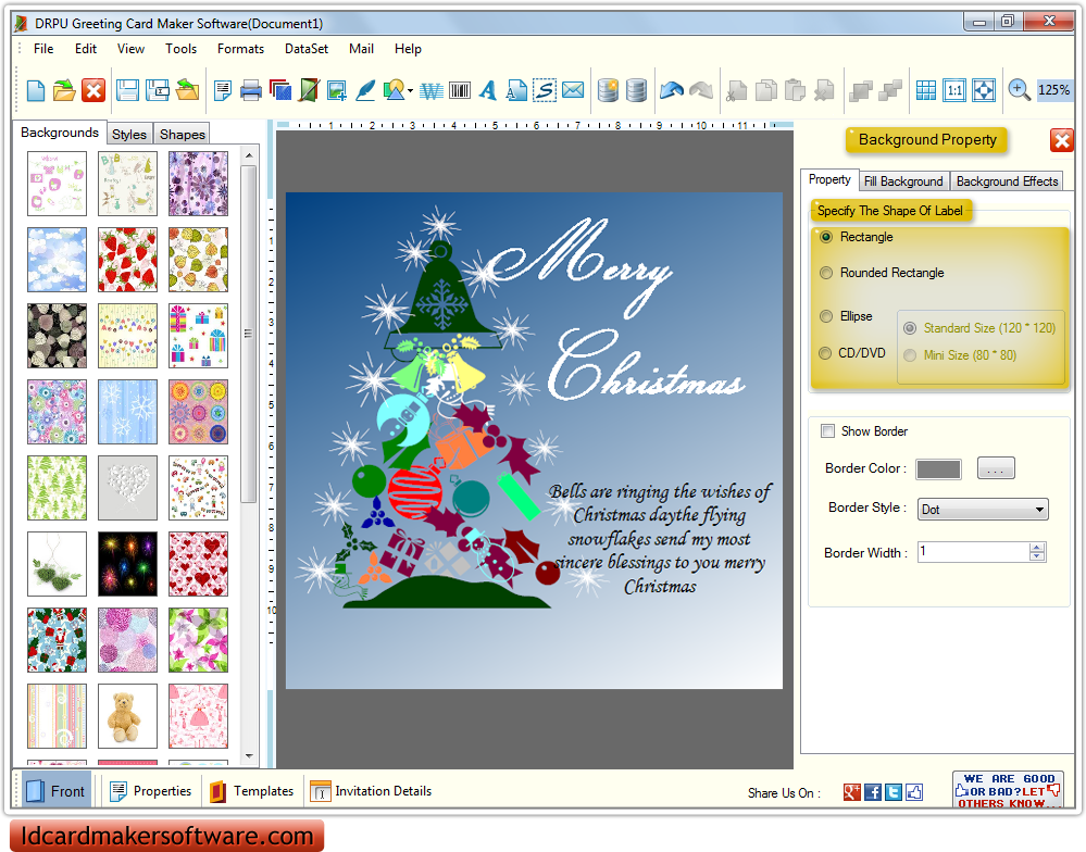 Screenshots of Greeting Card Maker software to create Christmas