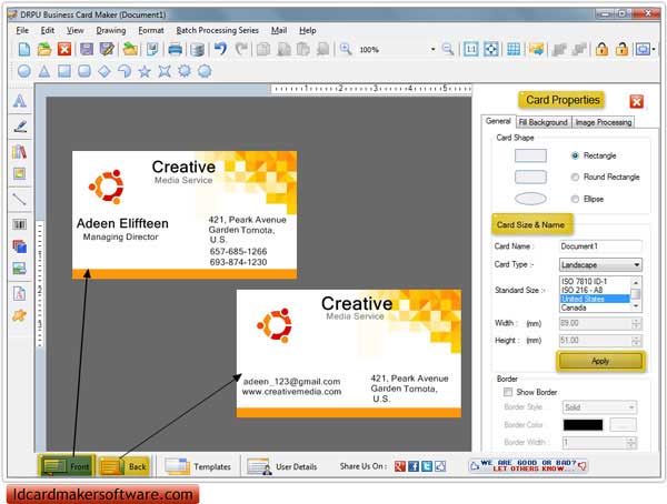 Business Card Maker Software screenshot