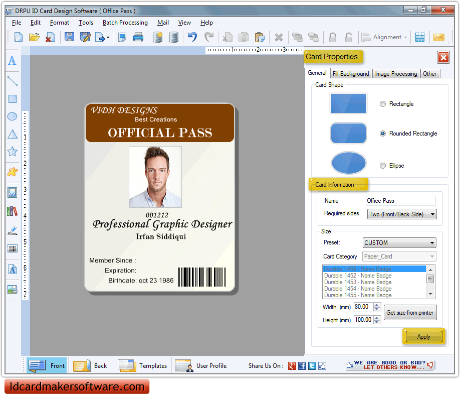 automatic id card maker