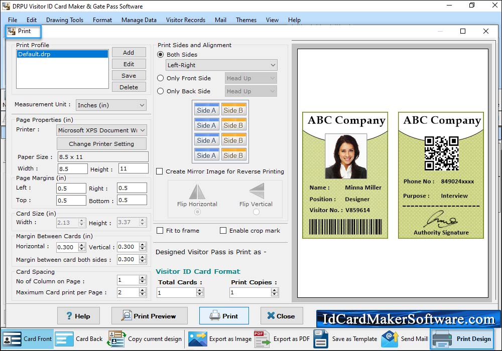 Print Designed Visitor ID Card